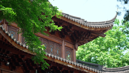 晴天杭州寺庙古建筑视频