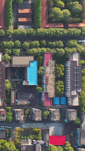 航拍武汉青山区拆迁的武钢宿舍苏联式红房子街区素材老建筑视频