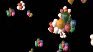 透明通道3D彩色气球上升视频素材60秒视频