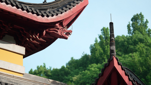 晴天杭州寺庙古建筑视频