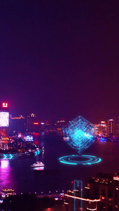 航拍上海外滩赛博朋克魔幻城市背景视频