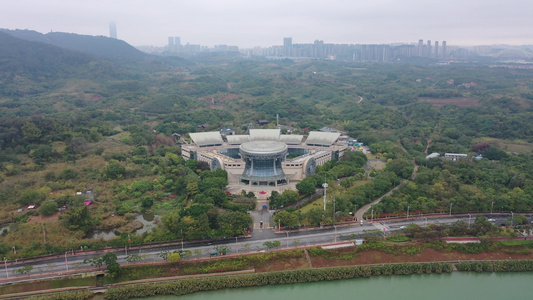 航拍中国南宁广西民族博物馆广西民族村视频