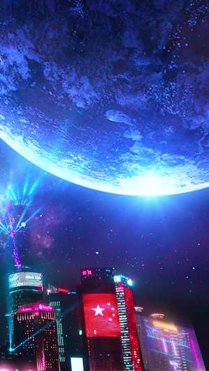 朋克风霓虹未来科技城市霓虹灯14秒视频
