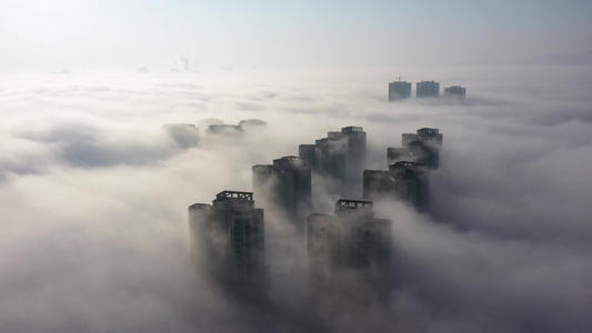 城市上空的云海视频