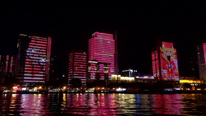 坐船夜游珠江观广州的城市风光133秒视频
