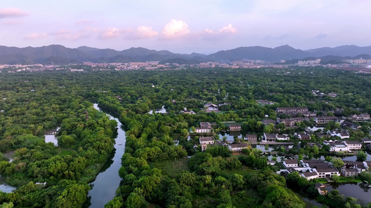 夏天黄昏的杭州西溪湿地美景视频