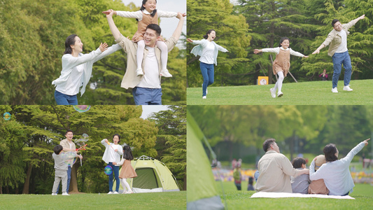 【人像合集】一家人在草地游玩合集视频