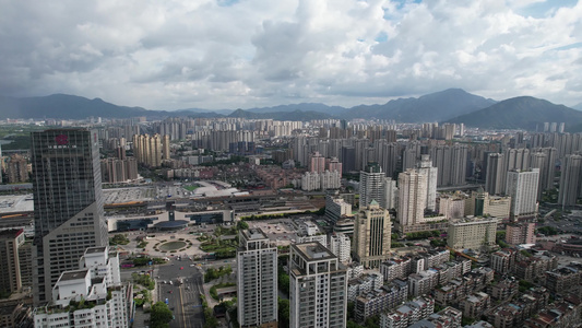 浙江温州城市建设蓝天白云高楼大厦航拍视频
