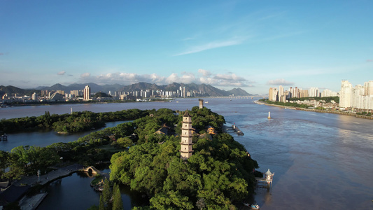 浙江温州江心屿4A景区航拍 视频