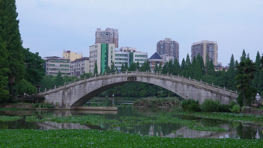 衡阳市明翰公园红桥古建筑石拱桥视频