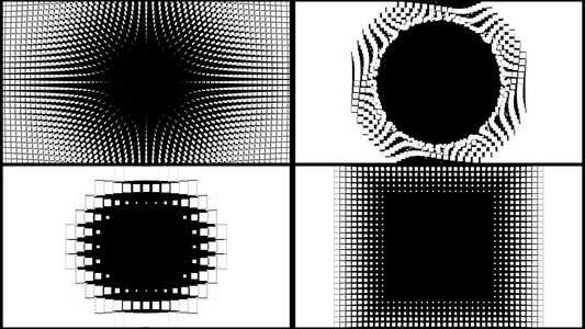 一组立体三维黑白方块旋转缩放放射转场视频