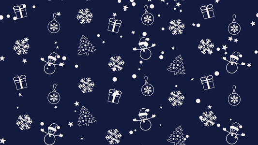 圣诞树雪人雪花和圣诞球的圣诞背景图案视频
