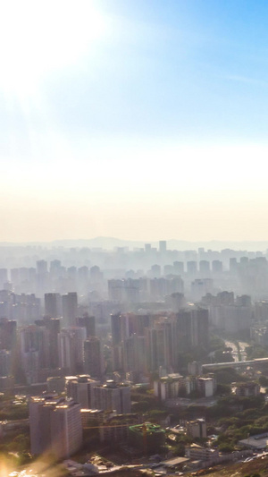 雾霾重庆全景城市日转夜延时灰蒙蒙天气30秒视频