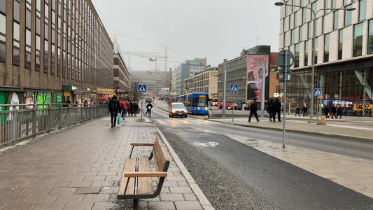 斯德哥尔摩商业中心街区延时视频【该新闻编辑类视频无肖像权，不建议商用】视频