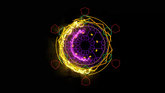 燃烧能量黄色和魔法武器技术的抽象设计周围有强大的黄色视频