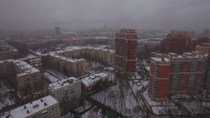 寒冬彼得斯堡俄罗斯的空中景象10秒视频