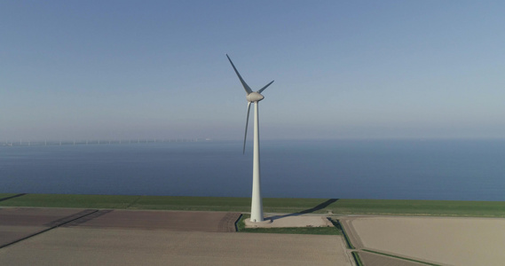 风力涡轮机鸟瞰图荷兰4K无人机视频视频