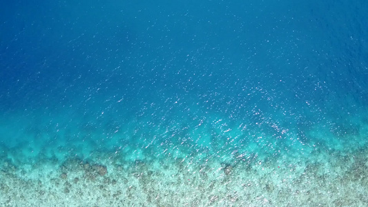 以绿绿海和白沙为背景的海平面海岸海岸海滩景色视频