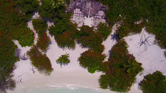 以水蓝色海洋和浅沙背景为特色的海滨海滩生活方式的自然视频