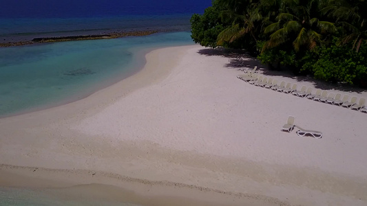 豪华环礁湖海滩野生生物的空中无人驾驶飞机云层由绿海视频