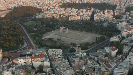 雅典天线希腊城市古代镇视图地标建筑卫城旅行建筑物欧洲视频