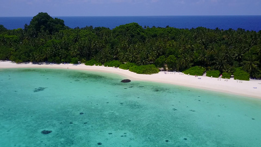 以清澈的海洋和清洁的沙滩背景来观察美丽的海景海滩时间视频