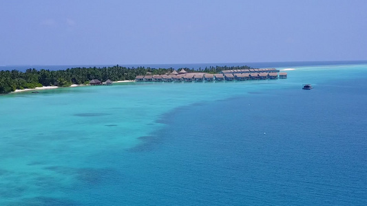 白沙背景蓝海热带海岸海滩野生动物的无人机海景视频