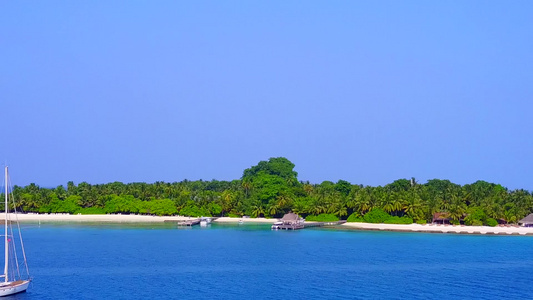 清水和白色沙滩背景的宁静海滨海滩野生生物的风景视频