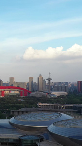 南京奥体中心CBD航拍城市建筑群视频