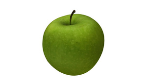 白色背景的旋转绿苹果滚动13秒视频