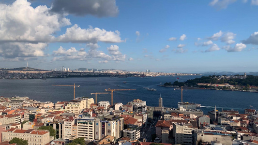 土耳其伊斯坦布尔俯瞰城市风光实拍合集视频