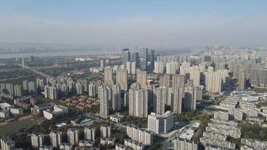 城市航拍江苏南京城市风光高楼建筑全景视频