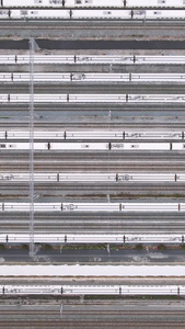 航拍城市高铁站停靠的列车高速轨道交通素材中国速度视频