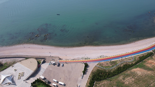 海岸线岛屿沙滩蓝色海洋自然风光航拍视频