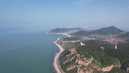 蓝色海洋大海海上岛屿航拍视频