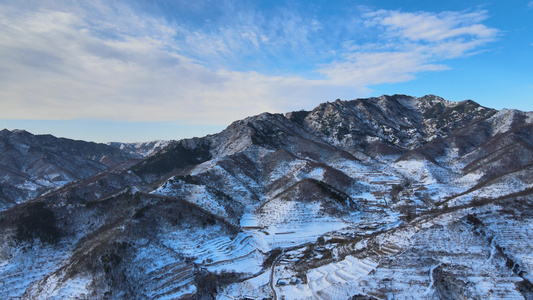 航拍暴雪过后绥中山区4K视频