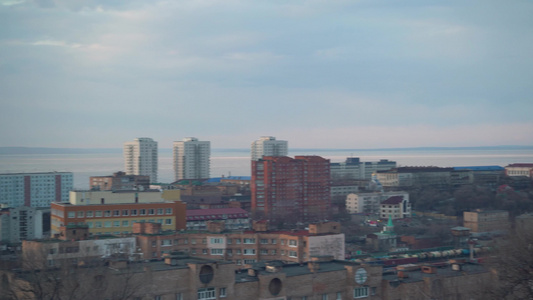 城市地貌全景以观察日落的景象俄罗斯视频