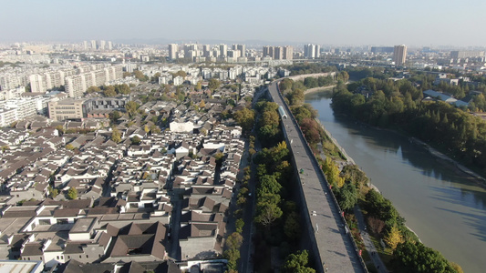 城市航拍江苏南京城市风光高楼建筑全景视频