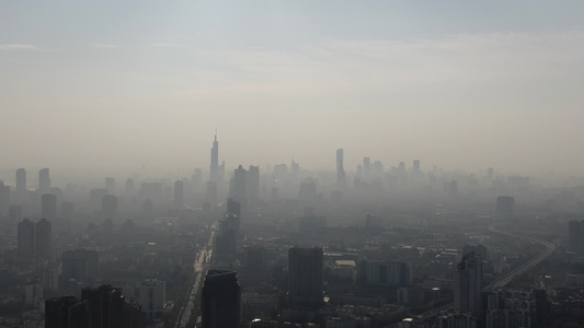 城市航拍江苏南京城市风光高楼建筑全景视频