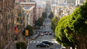 美国北加州旧金山标志性的丘陵街道9秒视频