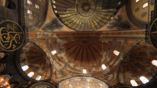 伊斯坦布尔著名景点圣索菲亚大教堂内部视频合集视频