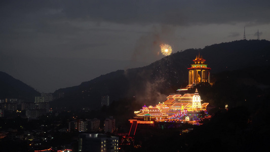 寺庙烟火延时视频