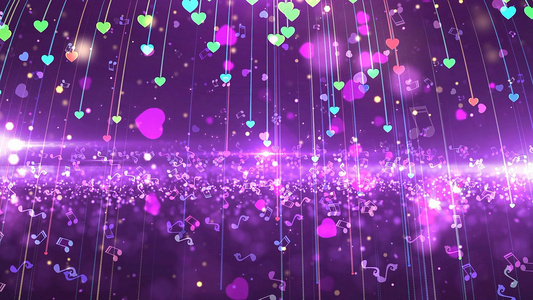 梦幻紫色爱心粒子舞台背景视频