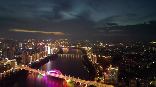 航拍江西赣州城市风光夜景 视频