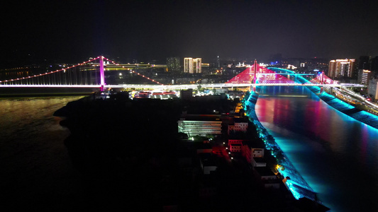 湖南长沙城市夜景灯光航拍视频