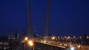 金桥维拉迪沃斯托克的金桥景色在夜晚风景中26秒视频