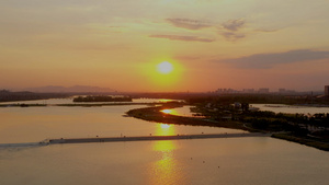 4K航拍石家庄滹沱河湿地夕阳45秒视频