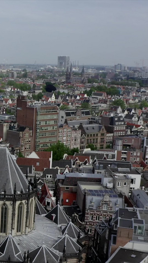 阿姆斯特丹市中心的教堂欧洲航拍21秒视频