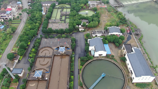 城市污水处理工厂航拍视频