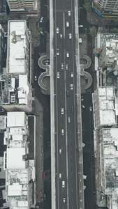 城市雪景航拍衡阳船山大道视频